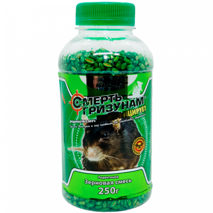 Смерть грызунам 250 г, бутылка (зеленое зерно, арахис) - Родентициды